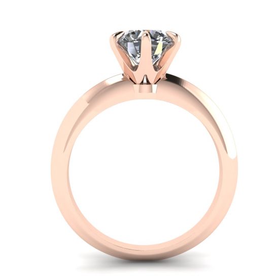 Anillo de compromiso de diamantes redondos de 6 puntas en oro rosado,  Ampliar imagen 2
