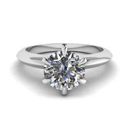 Anillo de compromiso de 6 puntas con diamantes redondos en oro blanco