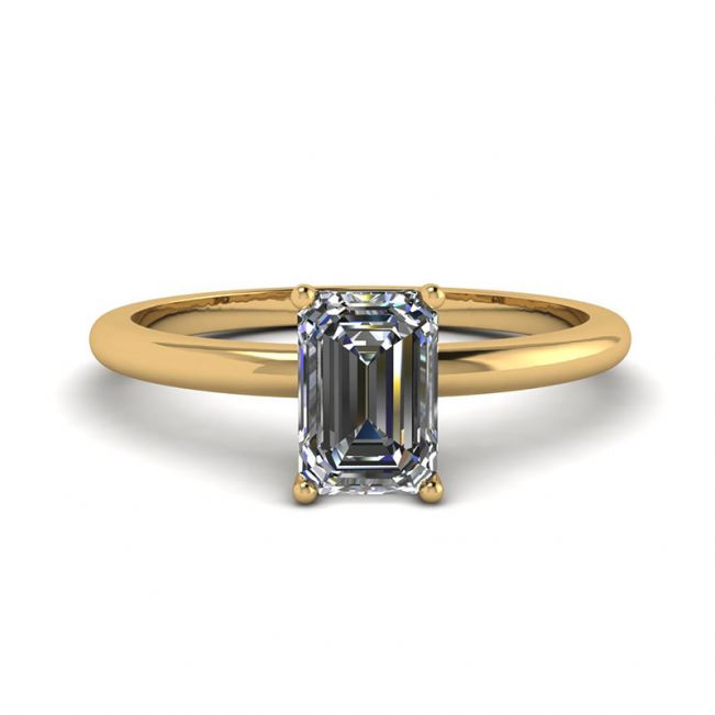 Anillo Diamante Talla Esmeralda Oro Amarillo