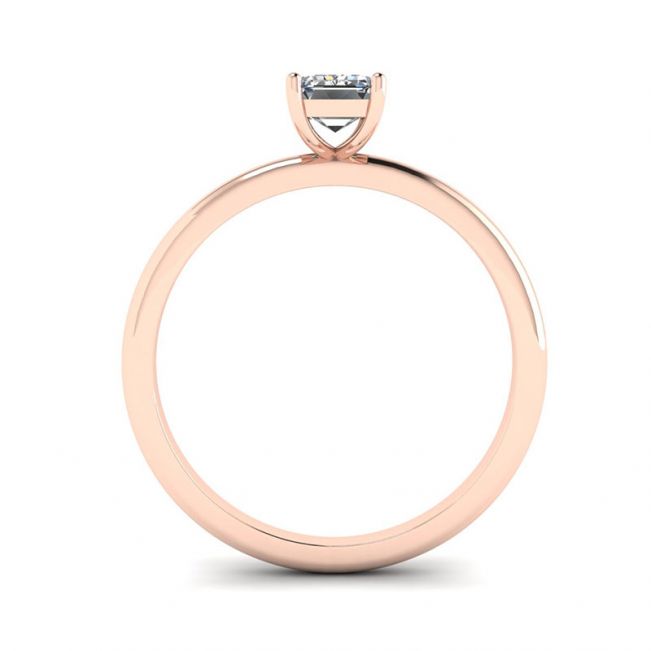 Anillo Diamante Talla Esmeralda Oro Rosa - Photo 1