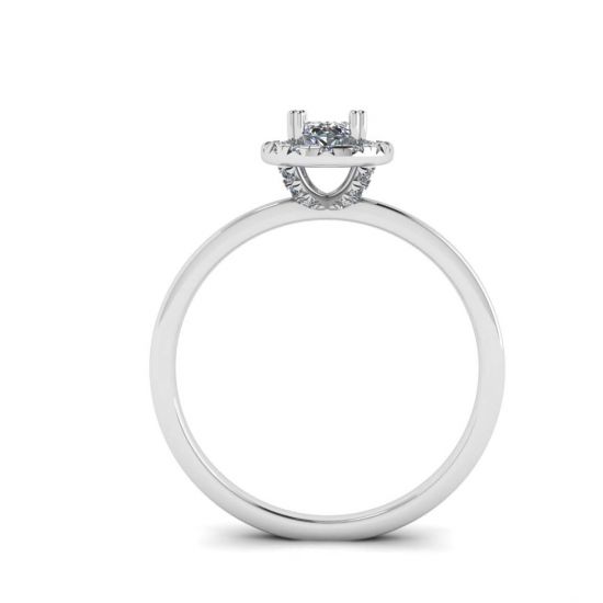 Anillo de compromiso con halo de diamantes ovalados, More Image 0