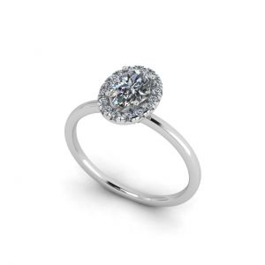Anillo de compromiso con halo de diamantes ovalados - Photo 3