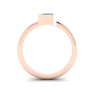 Elegante anillo de esmeralda cuadrada en oro rosa de 18 quilates - Photo 1