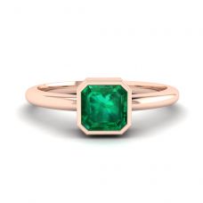 Elegante anillo de esmeralda cuadrada en oro rosa de 18 quilates