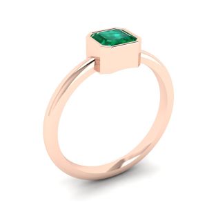 Elegante anillo de esmeralda cuadrada en oro rosa de 18 quilates - Photo 3