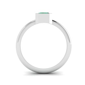 Elegante anillo de esmeralda cuadrada en oro blanco de 18 quilates - Photo 1