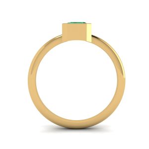 Elegante anillo de esmeralda cuadrada en oro amarillo de 18 quilates - Photo 1