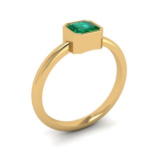 Elegante anillo de esmeralda cuadrada en oro amarillo de 18 quilates - Photo 3