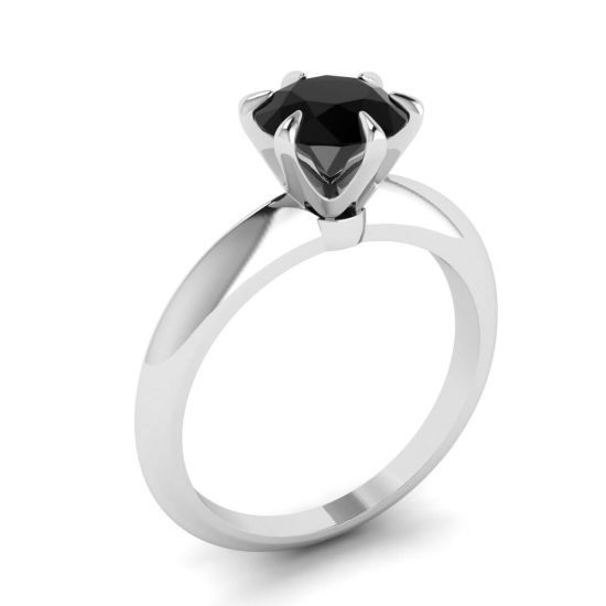 Anillo de compromiso con diamante negro de 1 quilate,  Ampliar imagen 4