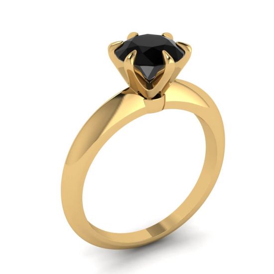 Anillo de Compromiso Oro Amarillo 1 quilate Diamante Negro,  Ampliar imagen 4