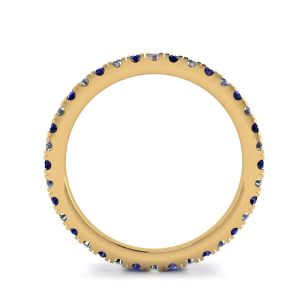 Estilo de anillo de eternidad de diamantes y zafiros con pavé Riviera en oro amarillo - Photo 1