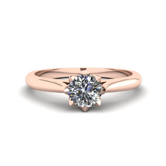 Anillo de compromiso de diamantes de loto en oro rosa, Image 1