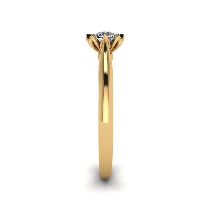Anillo de compromiso de diamantes Lotus en oro amarillo - Photo 2