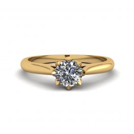 Anillo de compromiso de diamantes Lotus en oro amarillo
