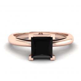 Anillo cuadrado de diamantes negros en oro rosa