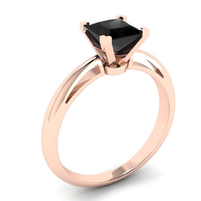 Anillo cuadrado de diamantes negros en oro rosa - Photo 3