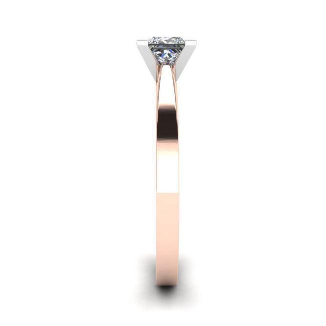 Anillo cuadrado de diamantes en oro blanco y rosa - Photo 2