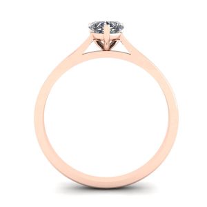 Anillo Plano Simple con Diamante Corazón en Oro Rosa - Photo 1