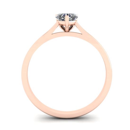 Anillo Plano Simple con Diamante Corazón en Oro Rosa, More Image 0