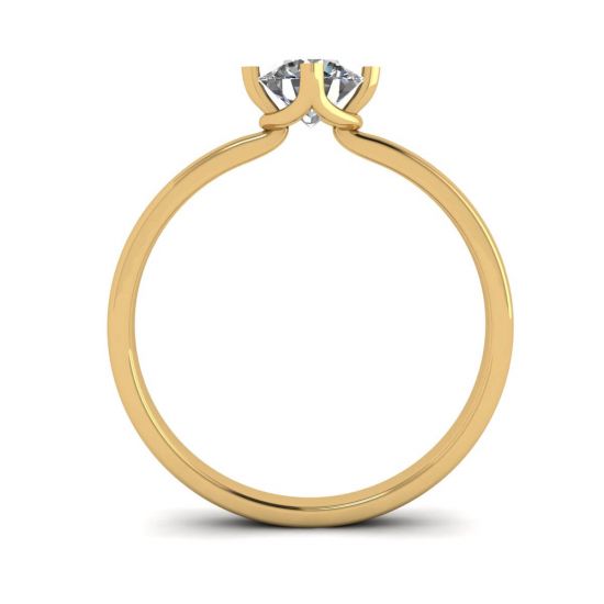 Anillo de diamantes redondos estilo punta invertida en oro amarillo, More Image 0
