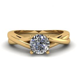 Anillo X Cruz con Diamante Redondo Oro Amarillo