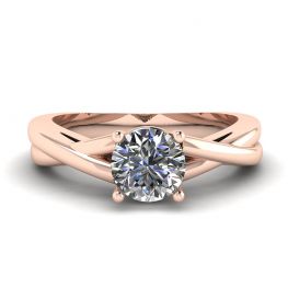 Anillo X Cruz con Diamante Redondo Oro Rosa Anillo X Cruz con Diamante Redondo Oro Rosa