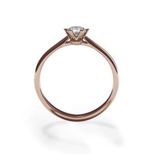 Anillo de compromiso de 6 puntas con corona de diamantes en oro rosado - Photo 1