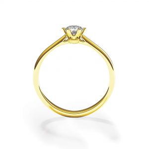 Anillo de compromiso de 6 puntas con corona de diamantes en oro amarillo - Photo 1