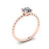 Solitario de diamantes redondos en anillo con cuentas en oro rosado, Image 4
