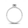 Solitario de diamantes redondos en anillo con cuentas en oro blanco, Image 2