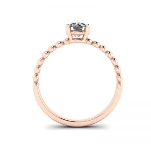 Solitario de diamantes redondos en anillo con cuentas en oro rosado - Photo 1