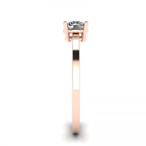 Anillo sencillo de oro rosa de 18 quilates con solitario de diamante redondo - Photo 2