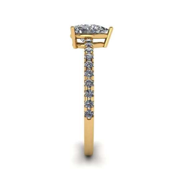 Anillo Pera de Diamantes con Pavé Lateral en Oro Amarillo,  Ampliar imagen 3