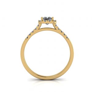 Anillo Halo de diamantes de talla princesa en oro amarillo - Photo 1