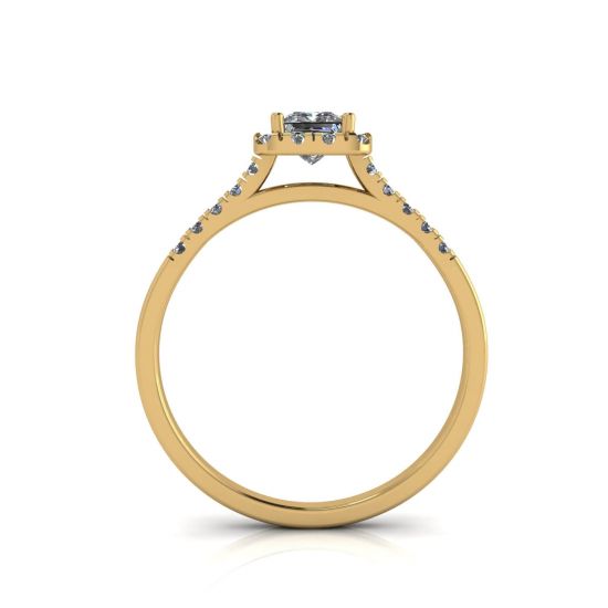 Anillo Halo de diamantes de talla princesa en oro amarillo,  Ampliar imagen 2