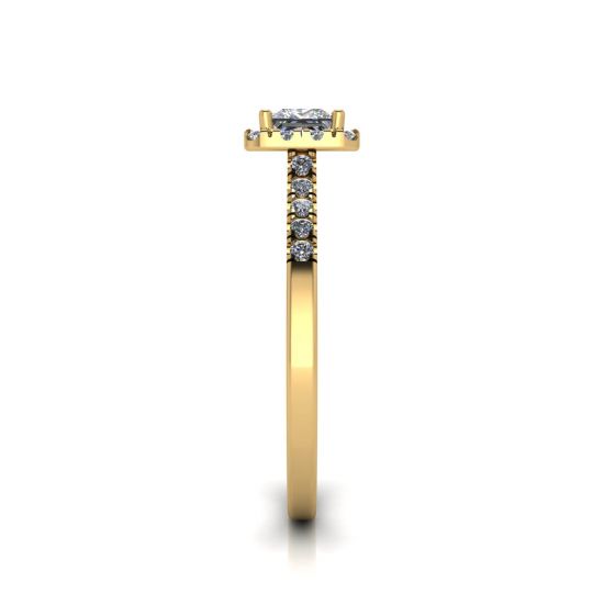 Anillo Halo de diamantes de talla princesa en oro amarillo,  Ampliar imagen 4