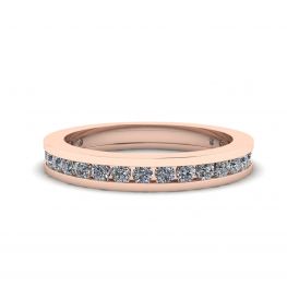 Anillo de diamantes de eternidad con montura de canal en oro rosado