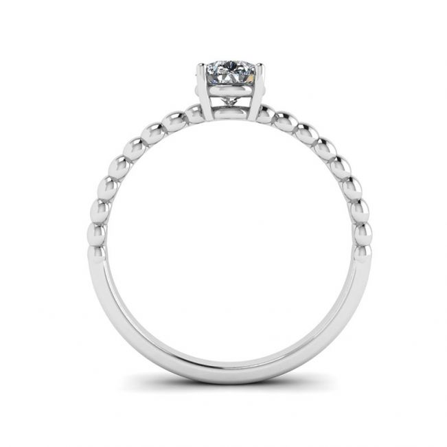 Anillo de compromiso de corte pera con banda de cuentas - Photo 1
