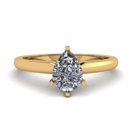 Anillo solitario de diamante pera en oro amarillo de 6 puntas Anillo solitario de diamante pera en oro amarillo de 6 puntas