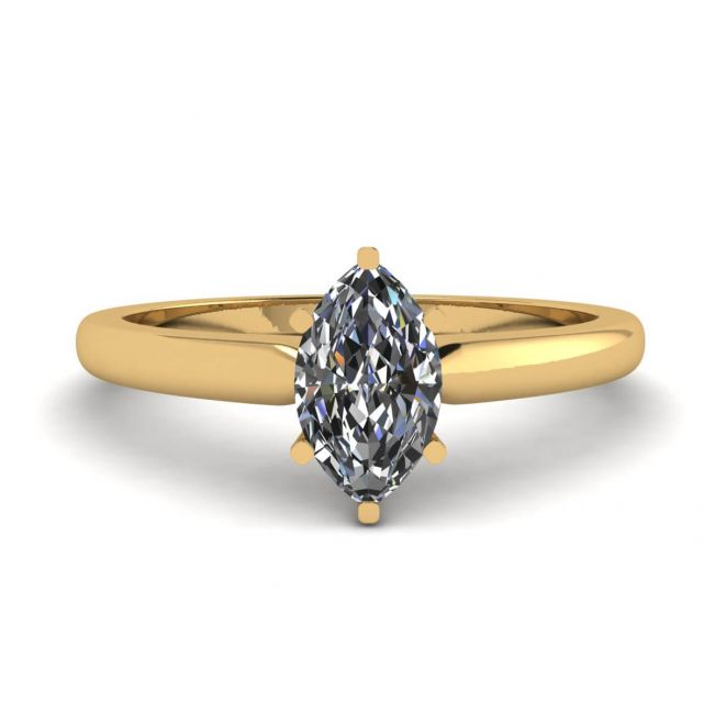 Anillo de diamantes de talla marquesa de 6 puntas en oro amarillo de 18 k