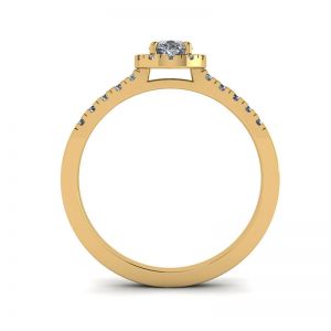 Anillo en forma de pera con halo de diamantes en oro amarillo de 18 k - Photo 1