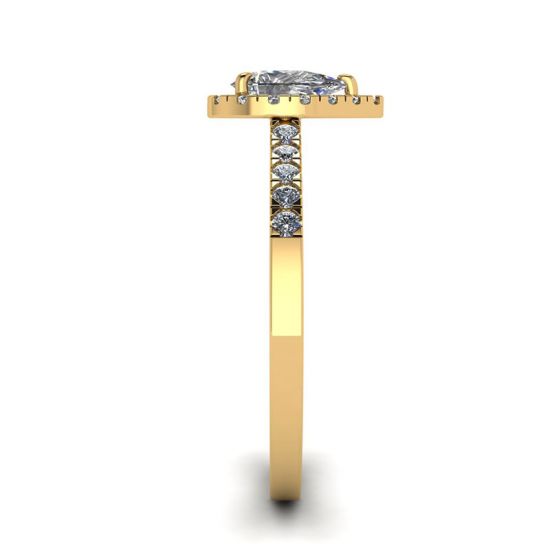 Anillo en forma de pera con halo de diamantes en oro amarillo de 18 k,  Ampliar imagen 3