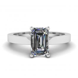 Anillo Rectangular Diamante Oro Blanco