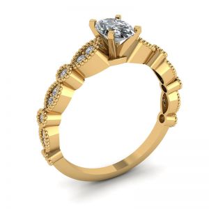 Anillo Estilo Romántico con Diamantes Ovalados en Oro Amarillo - Photo 3