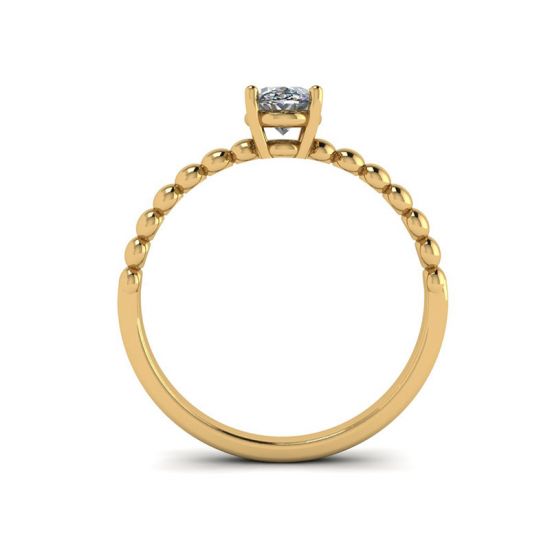 Diamante ovalado en anillo de oro amarillo de 18 quilates con cuentas, More Image 0