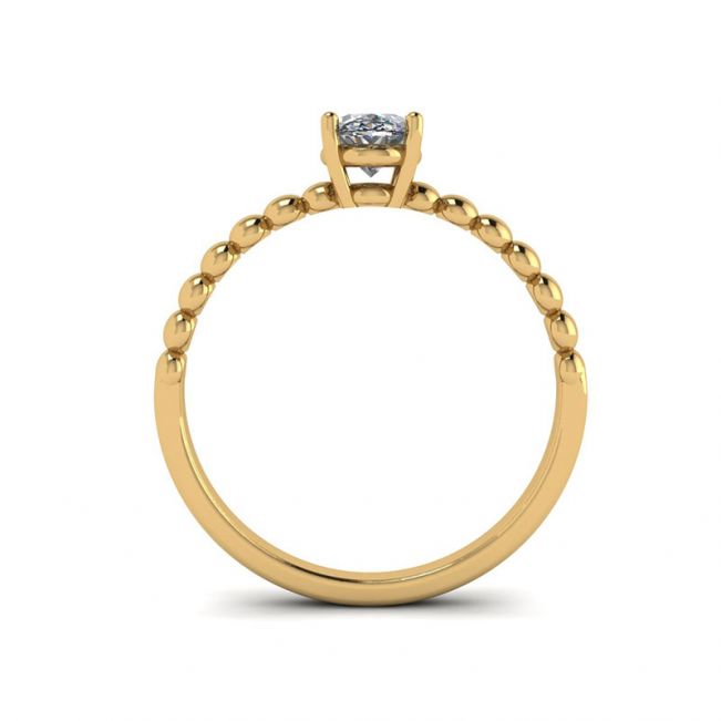 Diamante ovalado en anillo de oro amarillo de 18 quilates con cuentas - Photo 1