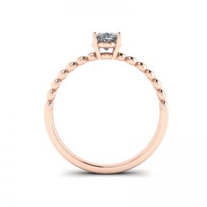Diamante ovalado en anillo de oro rosado de 18 quilates con cuentas - Photo 1