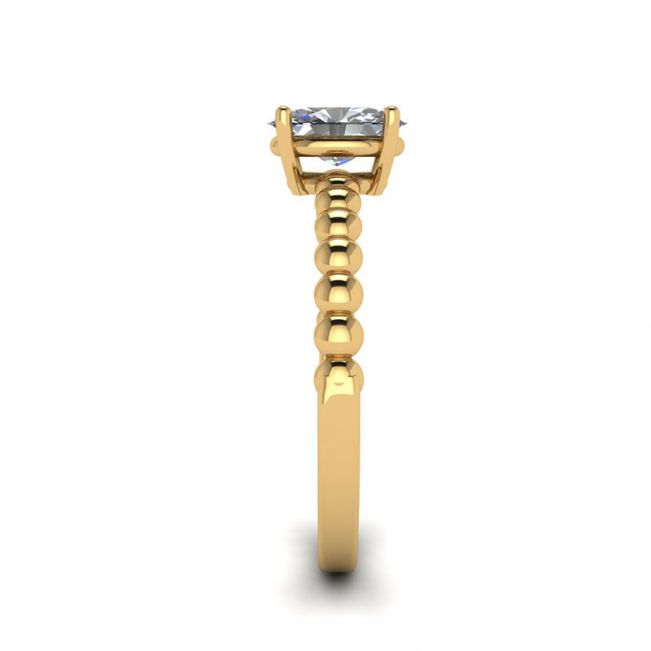 Diamante ovalado en anillo de oro amarillo de 18 quilates con cuentas - Photo 2