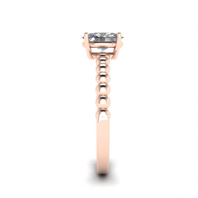 Diamante ovalado en anillo de oro rosado de 18 quilates con cuentas - Photo 2