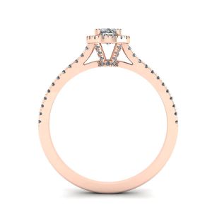 Anillo Halo de diamantes de talla ovalada en oro rosado de 18 quilates - Photo 1